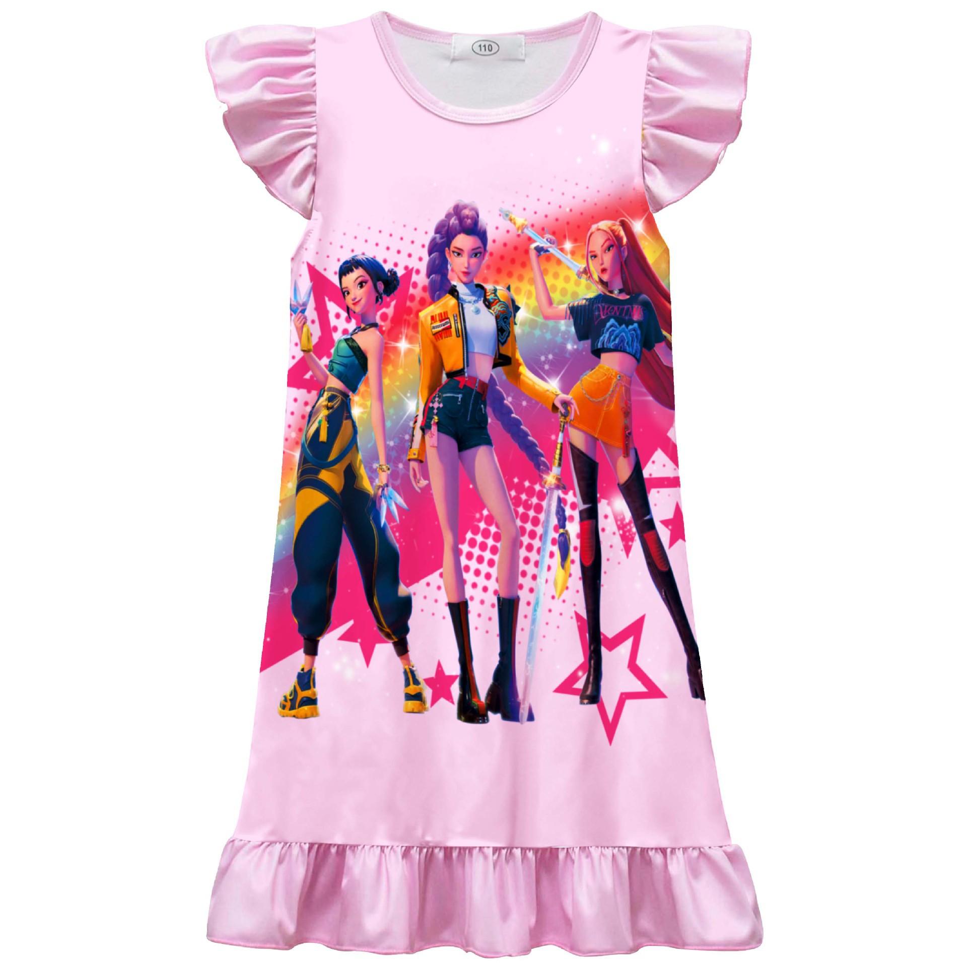 Girls Casual Dress Novetly Dresses Cartoon Nightdress Print Top