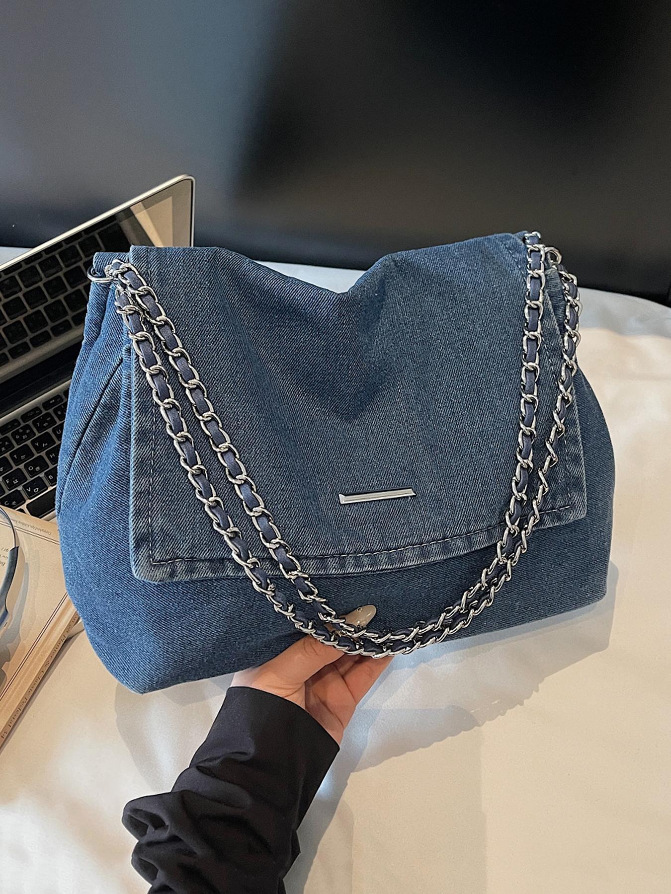Fashion Denim Chain Shoulder Bag, 2026 New Styling Casual Versatile Crossbody Bag for Women, Trendy All-match Commuter Bag for Daily Travel Work Commute