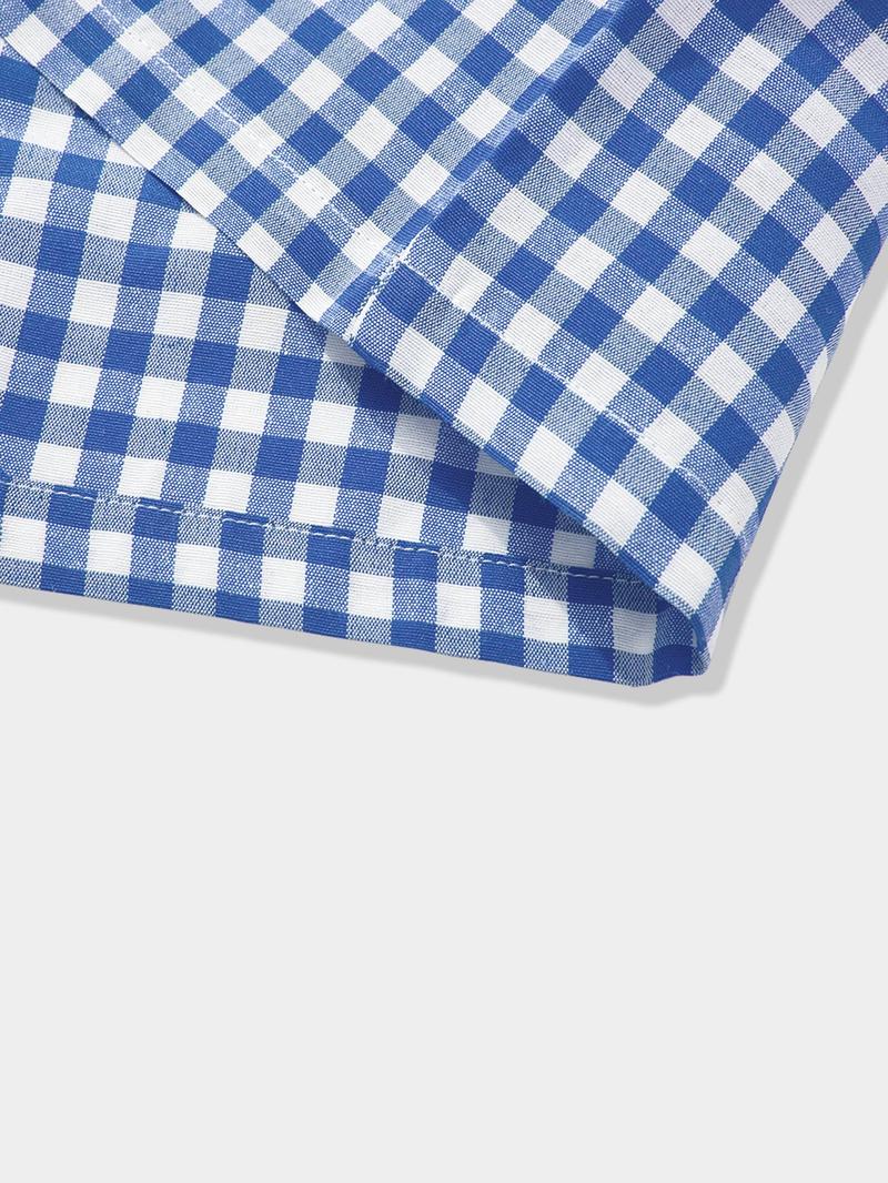 Men's Floral Embroidery Short Sleeve Shirt, Regular Fit Casual Street Retro Gingham Graphic Button Front Top for Summer, Men's Clothes for Daily Wear