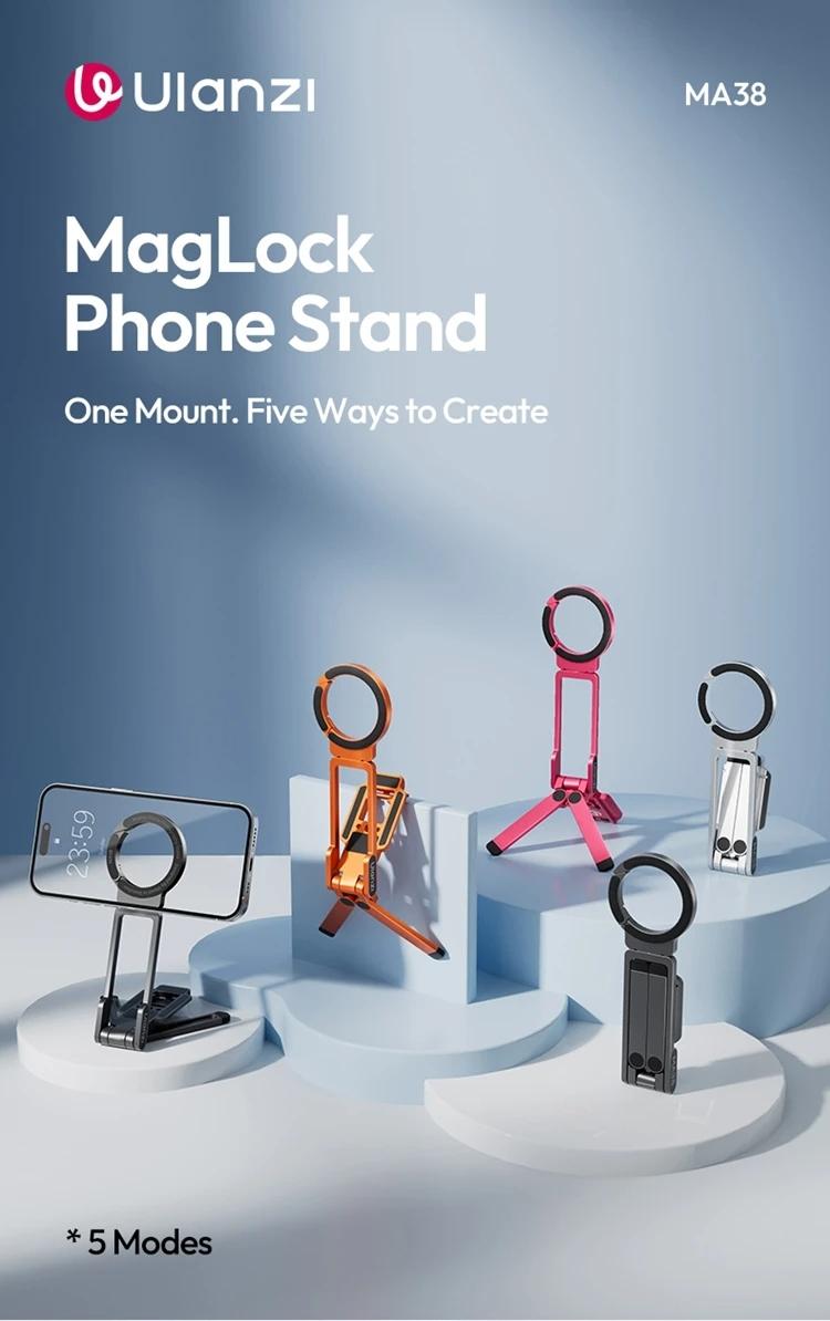 Ulanzi MA38 Mobile Phone Photography Stand Selfie Stick Double Magnetic Overhead Tripod for Samsung Xiaomi Huawei iPhone Vivo