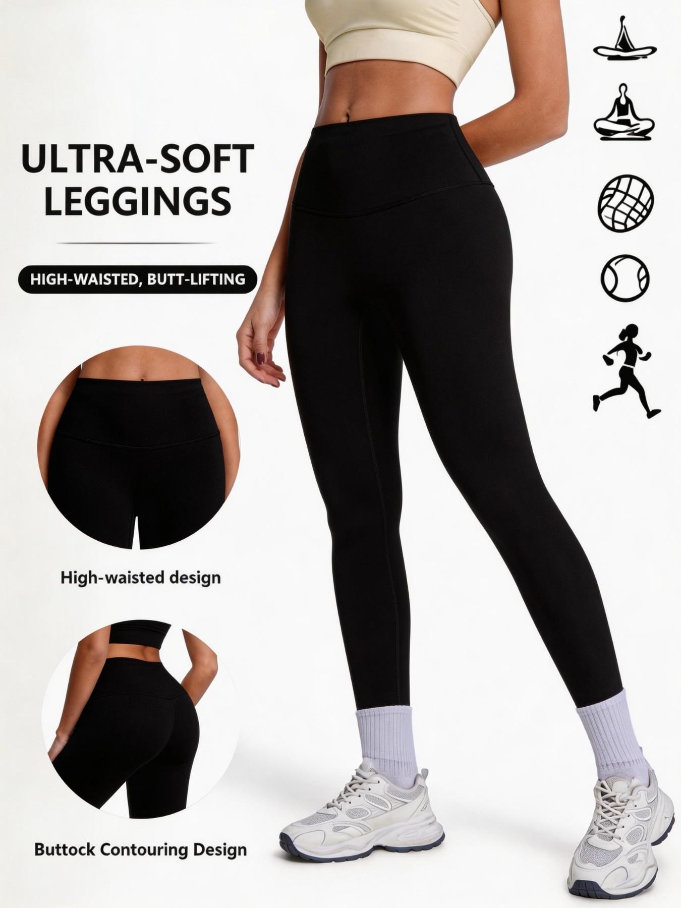 Women's High-Waist Yoga Pants, Cloud-Like Soft Tummy Control Workout Leggings, Anti-See-Through Butt Lifting Sports Long Pants, Gym Running