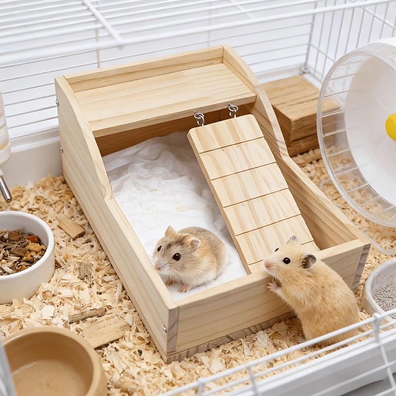 1pc Hamster Sand Bath Box, Wooden Shower Enclosure, Digging Sand Bathtub Container with Ladder, Ideal for Dwarf Syrian Mice and Small Pets
