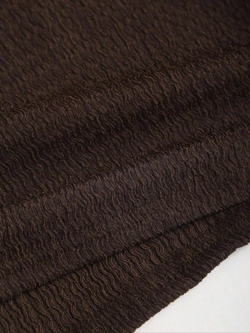 Women's Fall Winter Minimalist Slim Fit Textured Fabric Dress, Metal ...