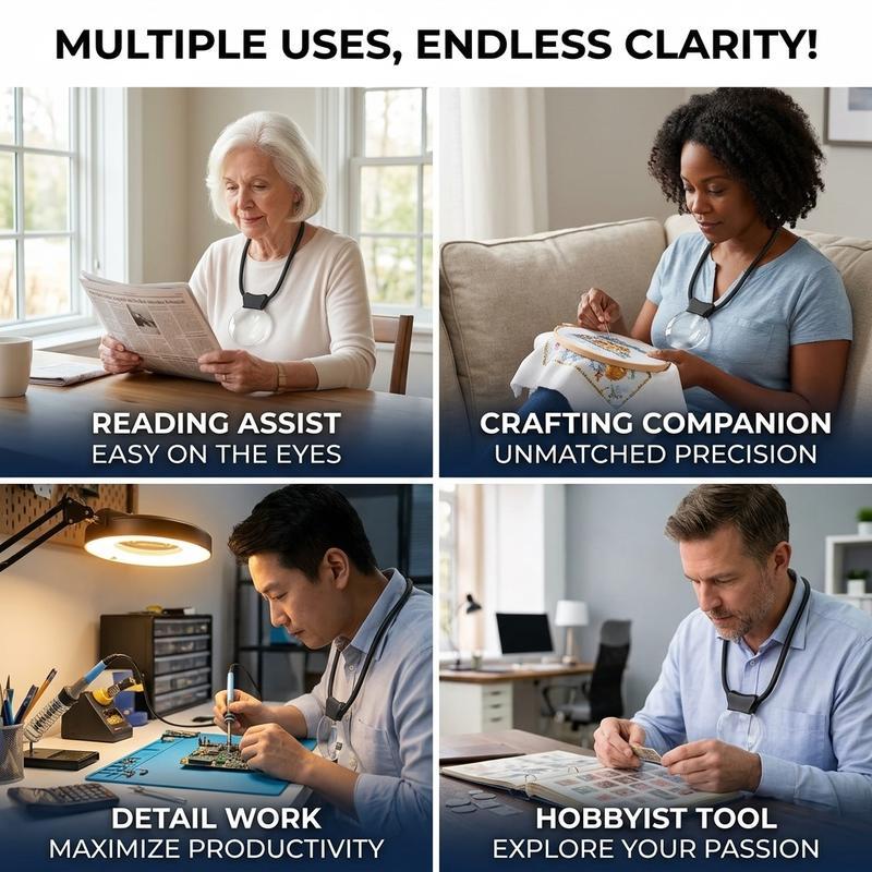 Hanging neck magnifying glass desktop reading artifact embroidery cross stitch dedicated manual labor hands-free tool for elderly reading magnifying glass