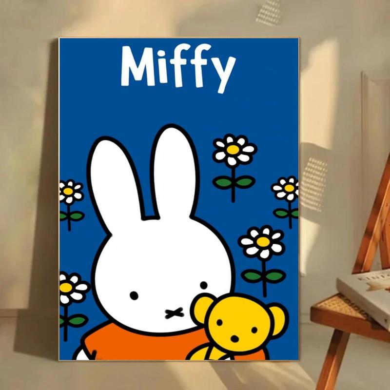 Cute Classic Dutch Cartoon Character M-Miffy Poster HD Printed Poster With Ultra-clear Resolution Waterproof And Moisture-proof Suitable For Bedroom Living Room Bar Restaurant Cafe Wall Decoration As Gift
