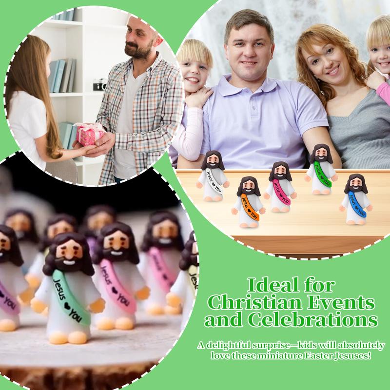 90pcs Little Jesus Figures Easter Jesus Loves You Original Design Religious Toys Little Figures to Hide and Seek Sunday School Religious Party Favors for Easter Egg Stuffers(Bright Colors)