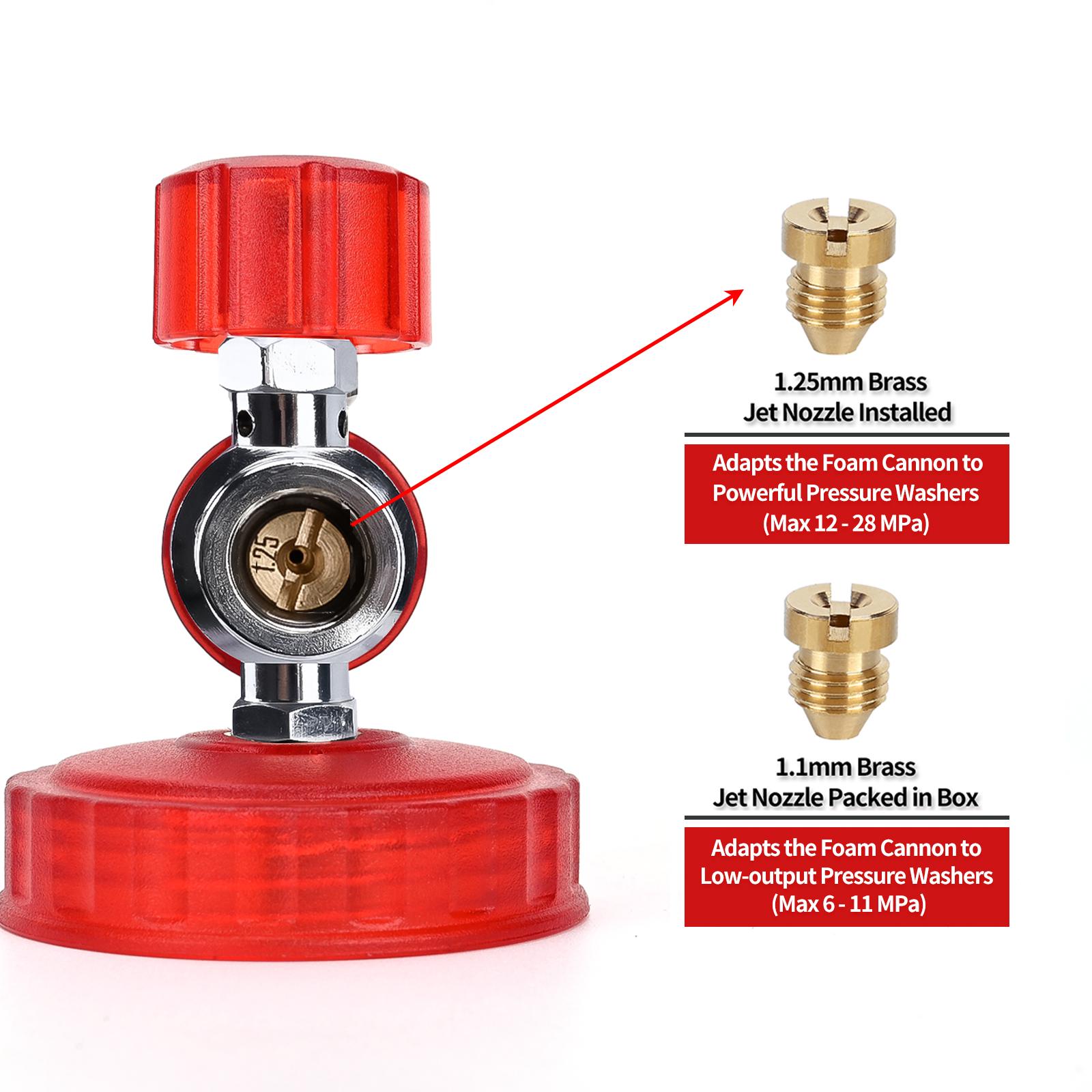 BEAR FORCE High Pressure Washer Foam Cannon Kit 3000PSI, FOR PRESSURE WASHER, Spray Gun Power Washer Short Handheld with M22 Inlet-14mm & Foam Cannon Foam Gun with 5 Nozzles Tips #035 & 3/8'' Quick Connector, Snow Foam Lance, 1 Liter, Car Washing