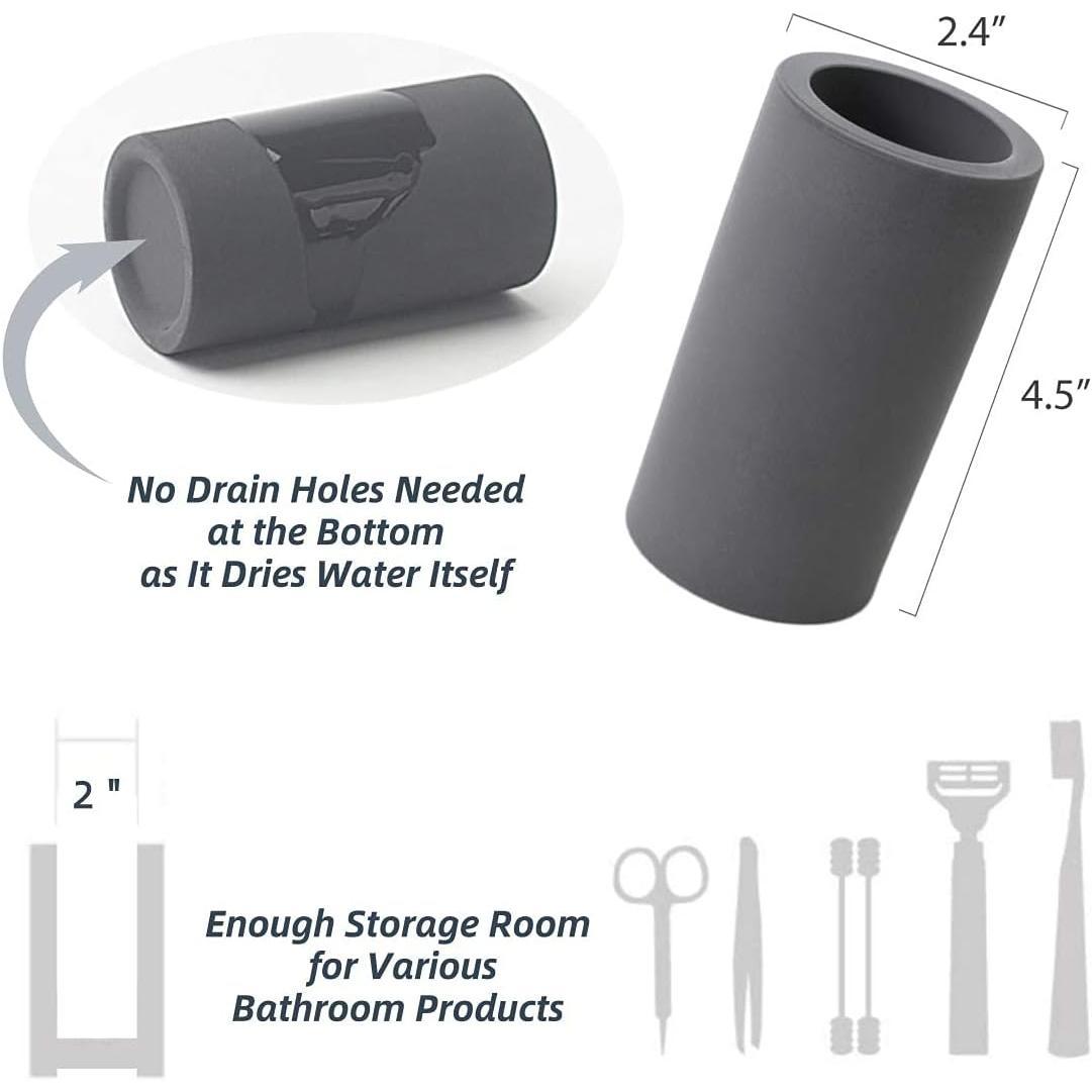 -Drying Diatomite  Holder - Bathroom Countertop Organizer Stand for , Makeup Brushes, Razors & Accessories (Dark Grey)