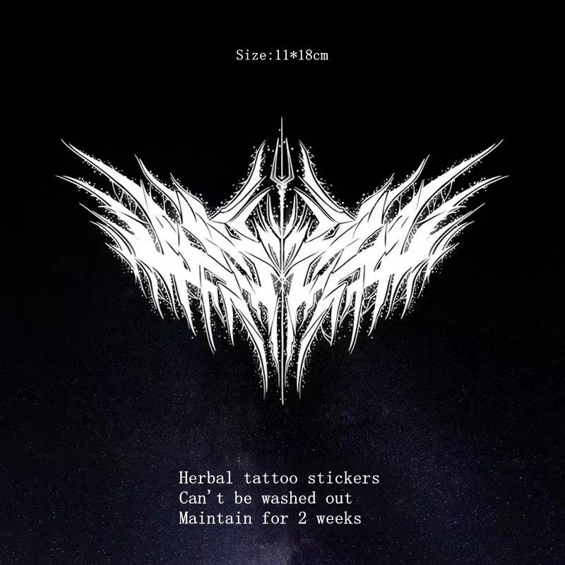 Demon Wings  Waterproof Tattoo Sticker Herbal Juice Semi-permanent Dark Neck Chest Fake Tattoo Art Lasting for Men Women