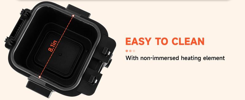 SUSTEAS 1500W Electric Deep Fryer: 1.5QT/2.5QT capacity, removable basket & adjustable temp. Fast-heating, easy-clean for crispy perfection! Temperature-Controlled Fryer Cooker air fryer