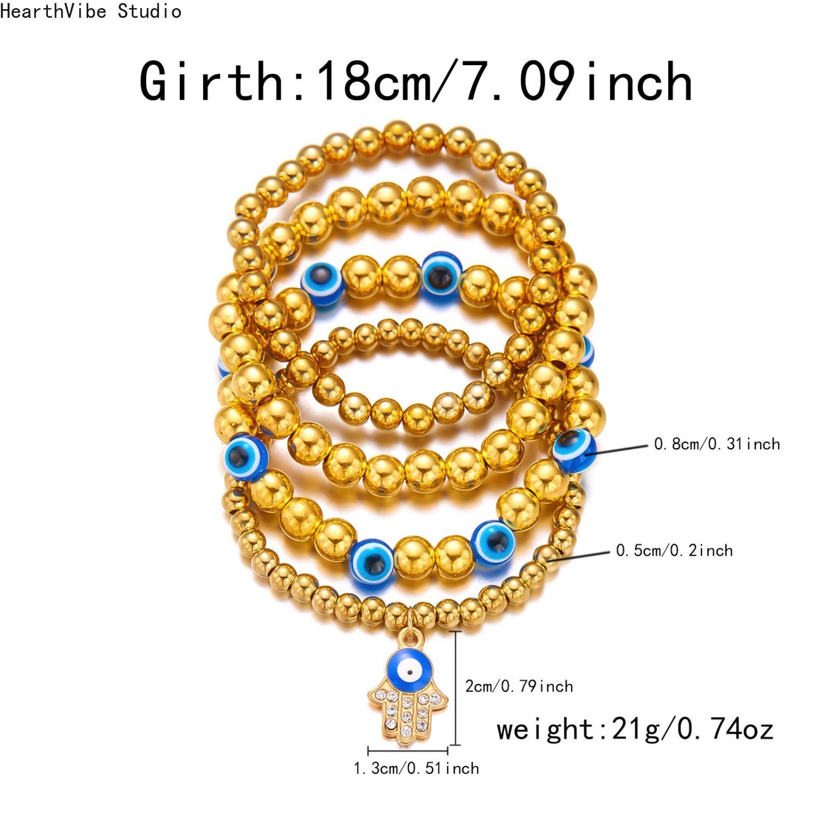 8mm Evil Eye Hematite Beaded Bracelet for Men Women | Unisex StretchEnergy Protection Bracelet, Hypoallergenic Anxiety Relief Grounding Stone Jewelry