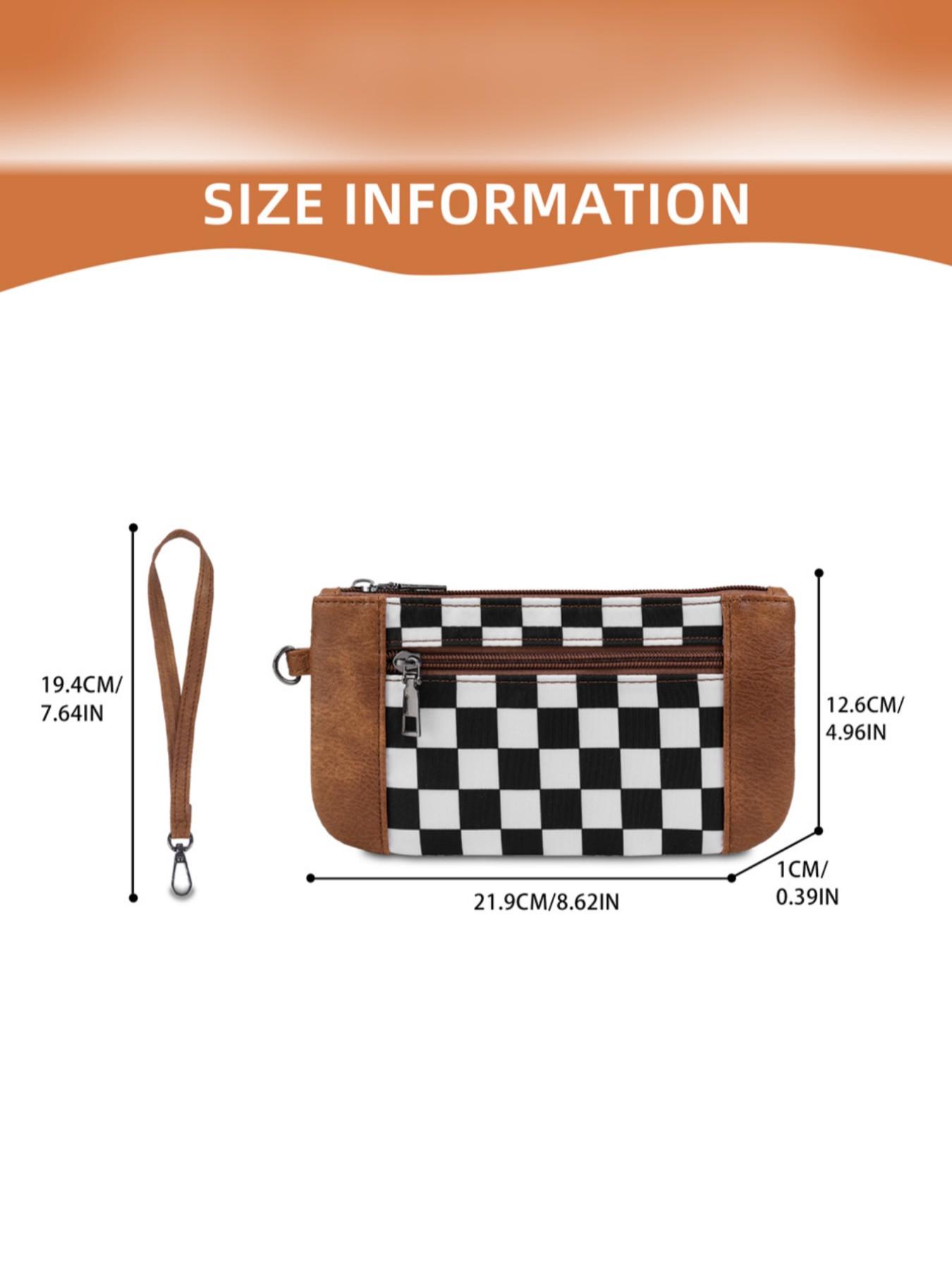 Women's Handbag Checkerboard Pattern, Large Capacity Evening Dinner Bag, Multi-Layer Zipper Wallet, Casual All-Season Accessory, Fashionable Versatile Purse