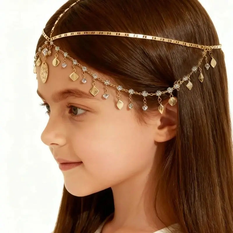 Bohemian Luxury Wedding Hair Chain Headband, Elegant Bridal Rhinestone Tassel Headpiece, Sparkly Vintage Boho Hair Jewelry, Decorative Accessories for Wedding Ceremony Party Dating