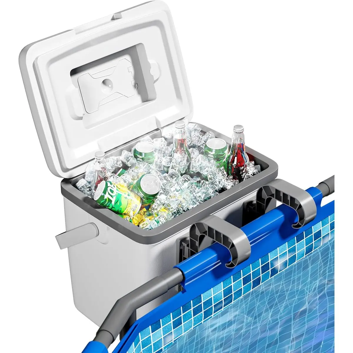13.74 Qt Pool Cooler for Above Ground Pools, Portable Poolside Cooler Keeps Ice for Up to 72 Hours, Insulated Hard Coolers with Handle for Poolside, Camping, Fishing
