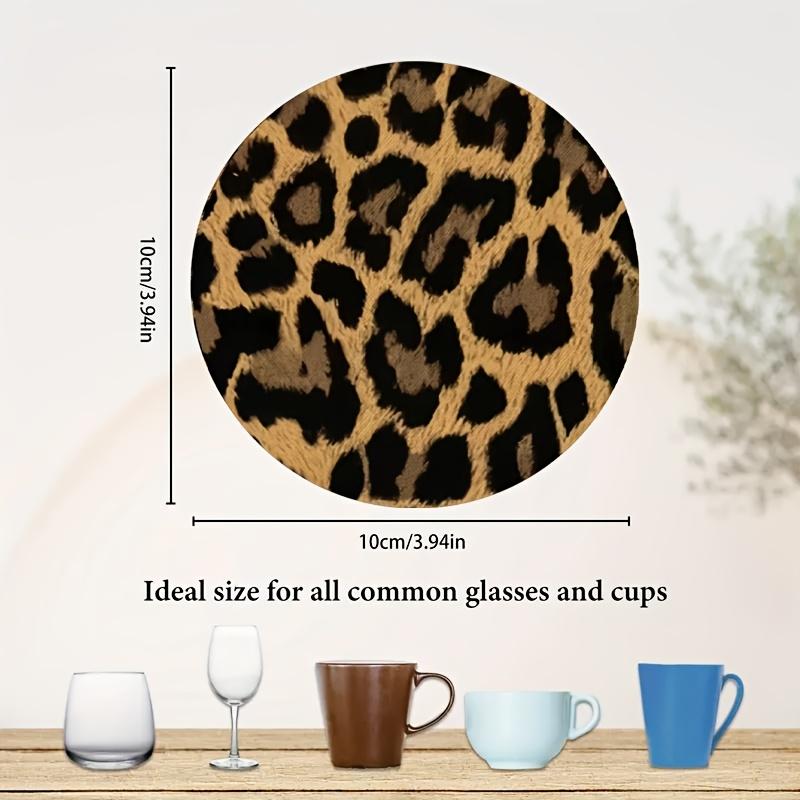 Wooden Leopard Pattern Coaster, 6 Counts/set Heat Resistant Non-slip Decorative Coaster, Decorative Placemat for Home Kitchen & Coffee Shop & Party Wooden Coasters