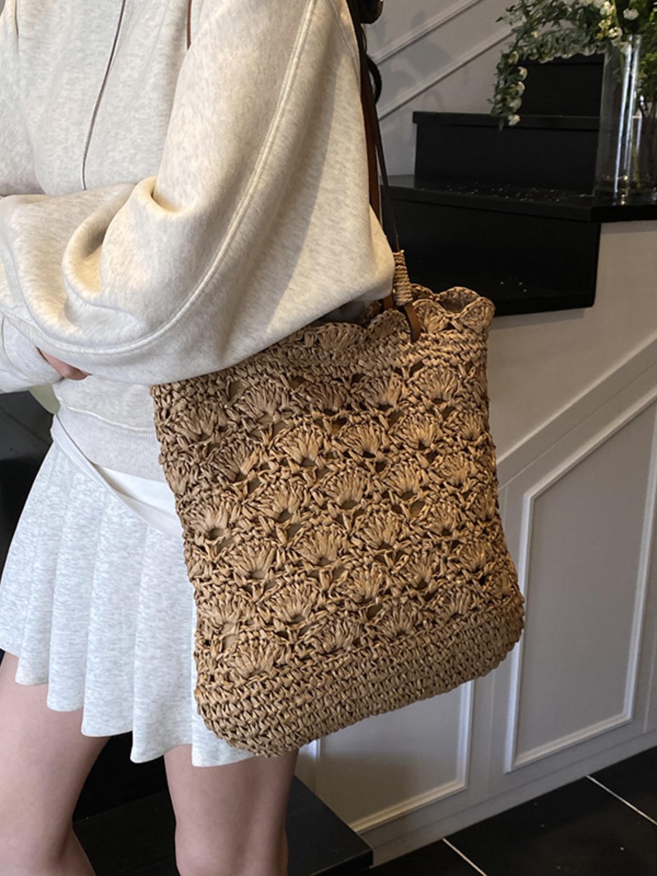 2026 New Spring Fashion Crossbody Basket Bag for Women, Boho Handbag, Straw Weave Beach Bag, Perfect for Vacation and Casual Wear