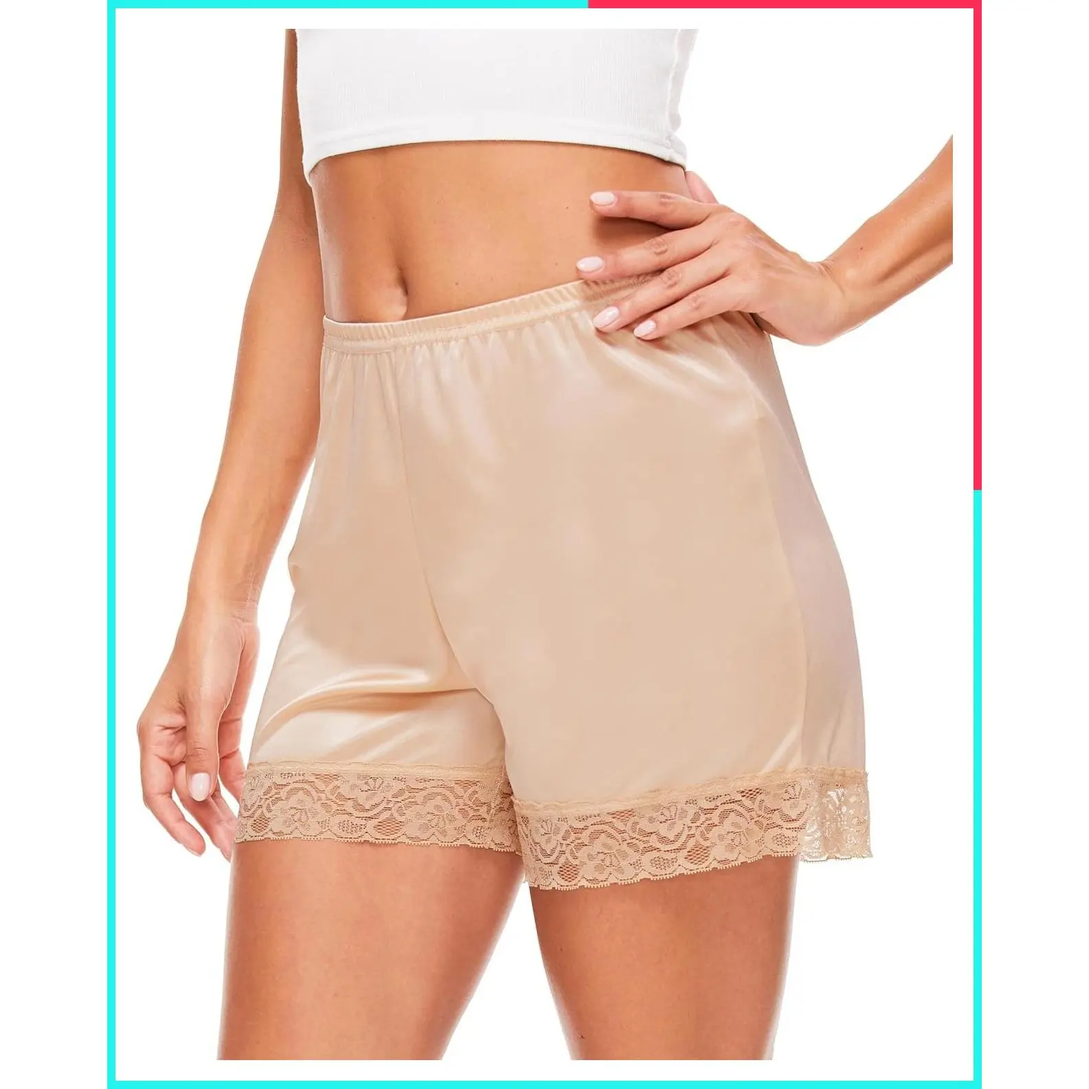 Women's Lace Split Skirt Slip Shorts Culotte Pettipants Bloomers - Half Slips for Under Dresses, Non-Cling, Silky Smooth, Lightweight, Anti-Chafing for Sheer Dress & Pants