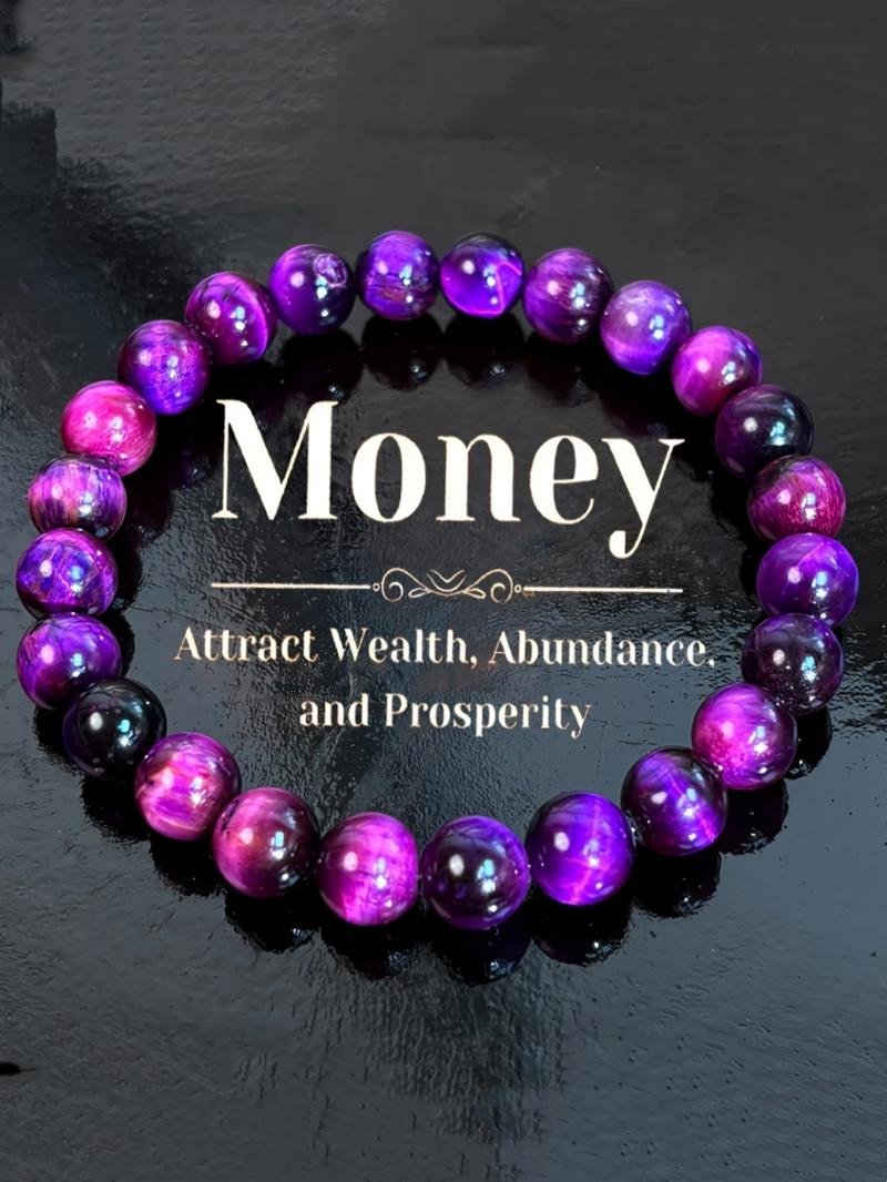 8mm Natural Tiger Eye Stone Beaded Bracelet, Fashionable Jewelry for Women & Men, Trendy All-match & Exquisite Jewelry for Birthday Gift, Crystal Bracelets