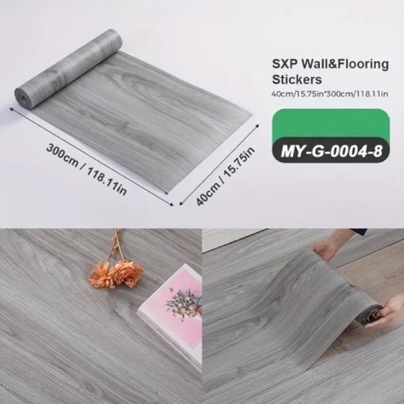 Marble PVC Wall Stickers Floor Tiles, Vintage Wood Grain Foam Roll 118*15.7 Inches Thickened 1.5mm Thicknessd Grain Wall Stickers Waterproof Decals Suitable for Living Room TV Background