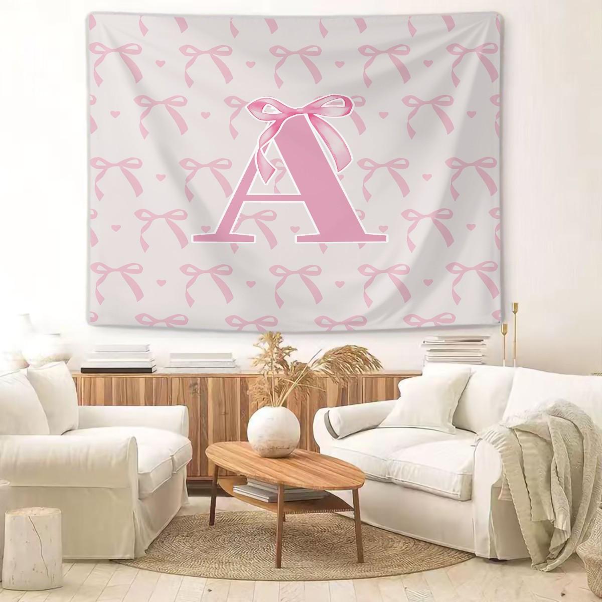 Letter Printed Tapestry, Pink Princess Style Wall Decor, Soft Fabric, Easy to Hang, Ideal for Girls' Bedroom and Living Room Background Decoration, Great Gift for Family and Friends