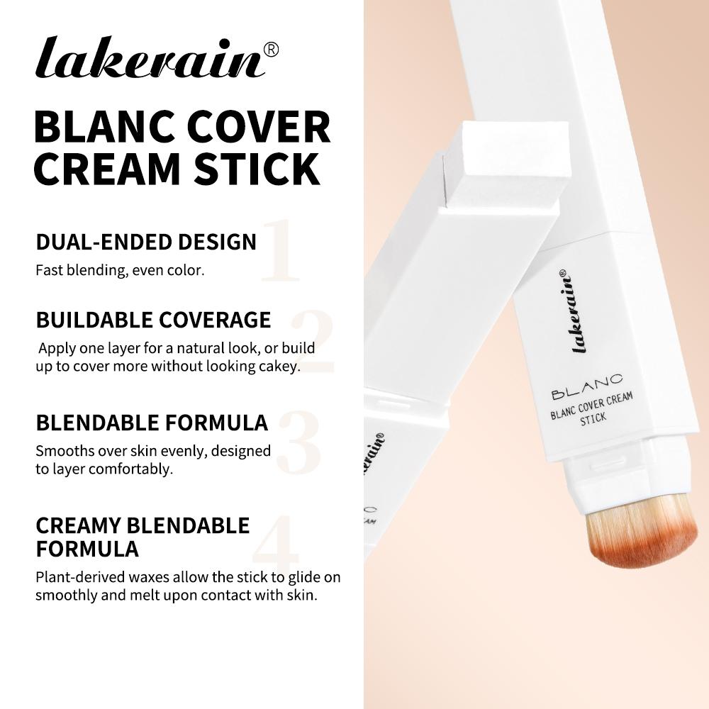 Long-Lasting Color-Adapting Foundation Stick, Flawless Foundation, Medium to High Coverage, Self-Adjusting to Skin Tone (White Base), Oil-Free & Lightweight, Dual-Ended with Built in Brush, 5 Shades for All Skin Tones, Face Makeup