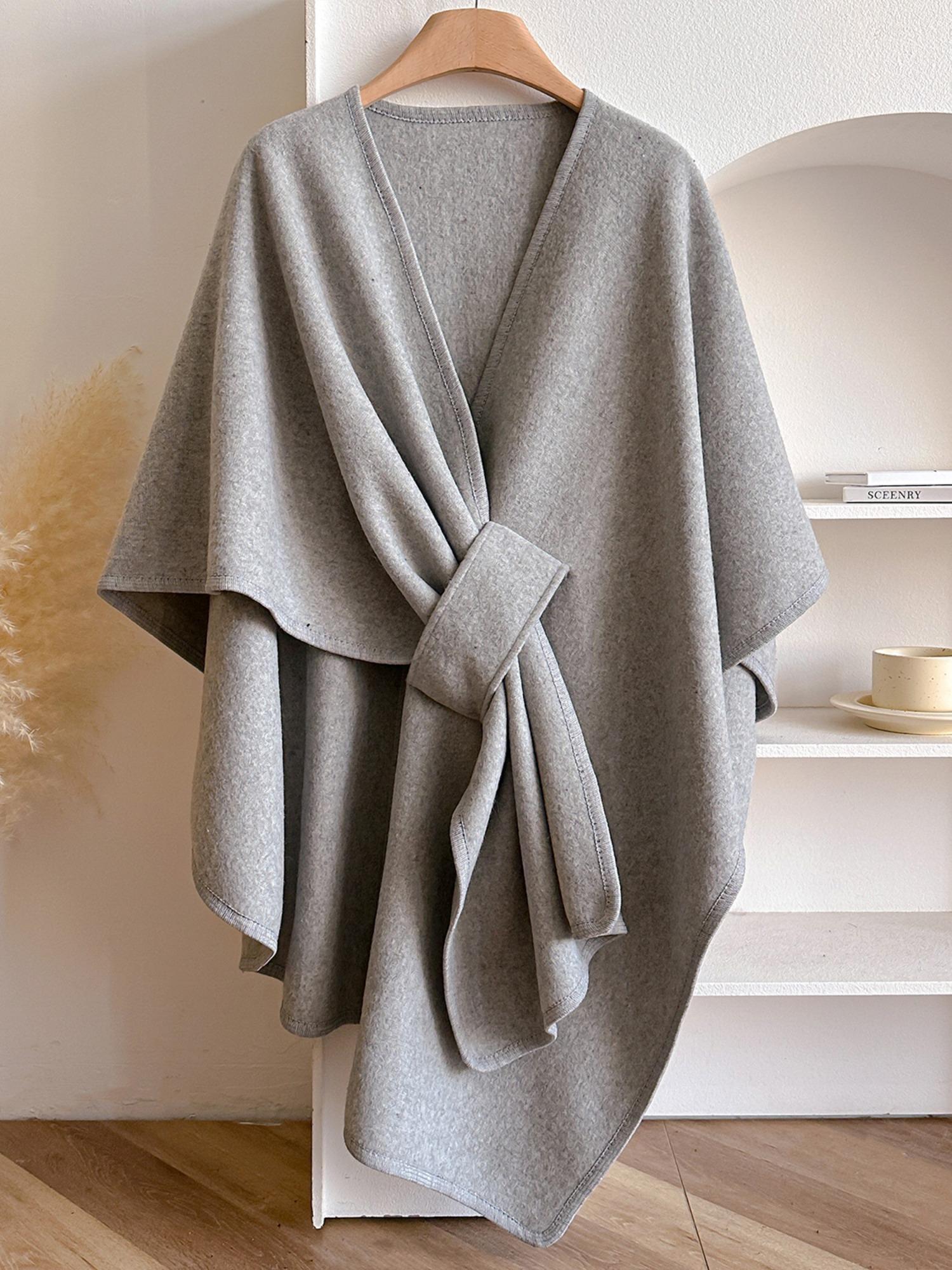 Women's Solid Color Cape, Soft Comfortable Fashion Shawl for All Seasons, Soft Warm Shawl, Vintage Versatile Accessory for Daily Use, Womenswear