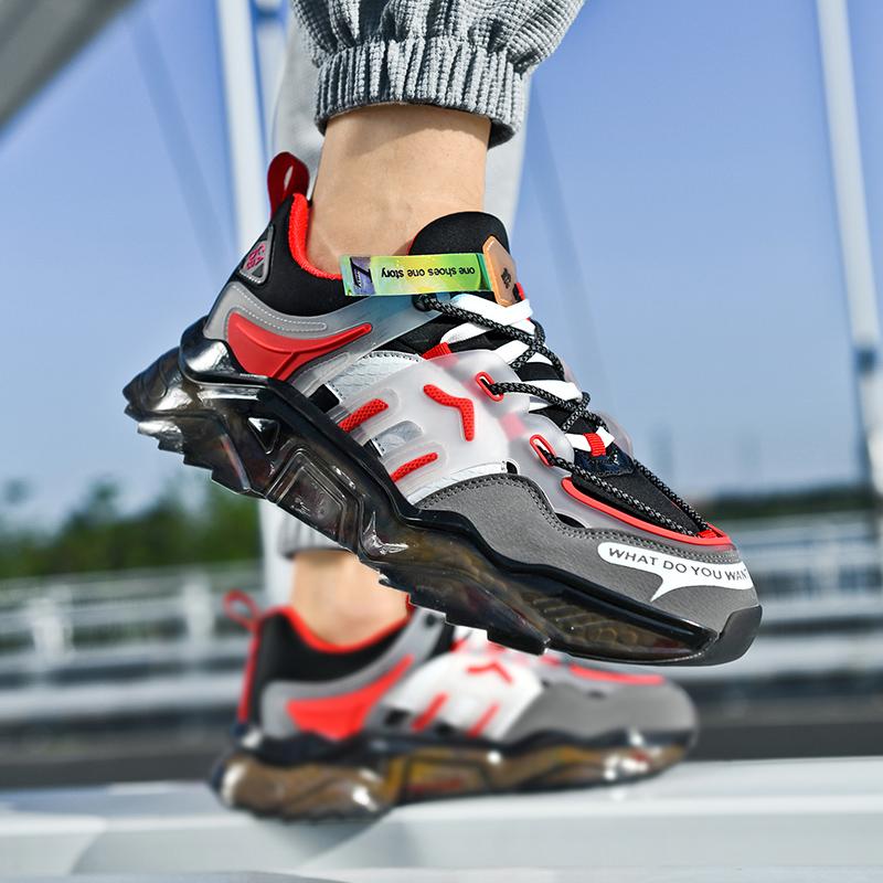 Men's Popcorn Sole Shoes, Lightweight Shock Absorption, All-Season Sport Casual Sneakers, Comfortable and Versatile Footwear