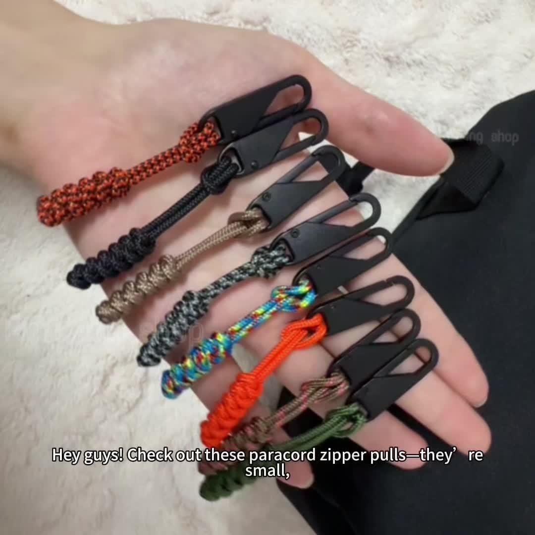 6Pcs Heavy Duty Braided Zipper Pulls Replacement, Metal Slider Zipper Tags for Backpack Jacket Bag Luggage, Outdoor Camping Hiking Zipper Fixer