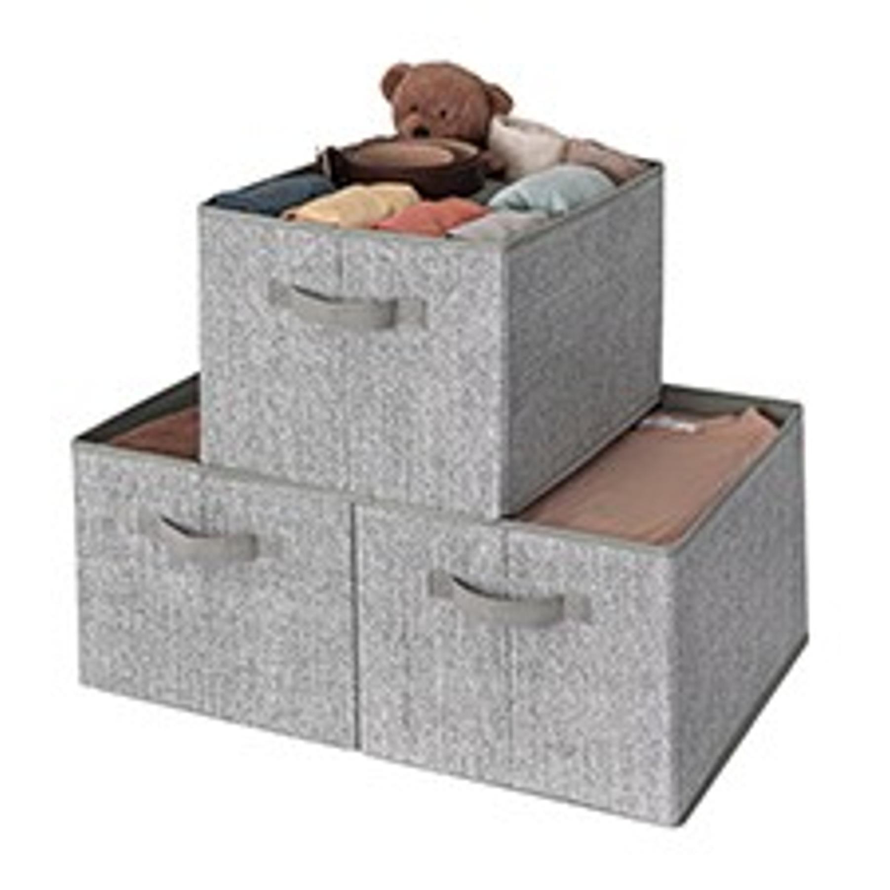 Purse Organizer for Closet, Trapezoid Storage Bins, Closet Shelf Organizer, Storage Baskets for Shelves, Fabric Clothing Organizer, Closet Organizers and Storage, Gray, 3-Pack
