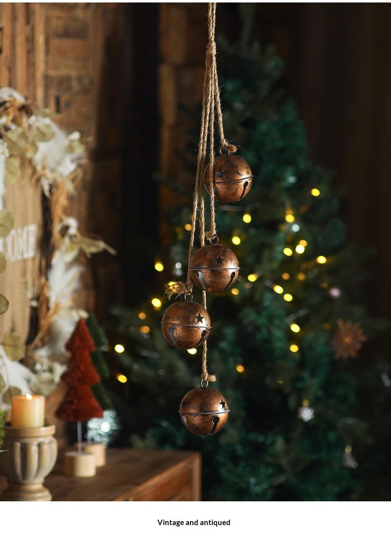 Decorative Golden Bell Pendant with Hemp Rope, Vintage Home Decoration for Festive Occasions, Cute and Lovely Design