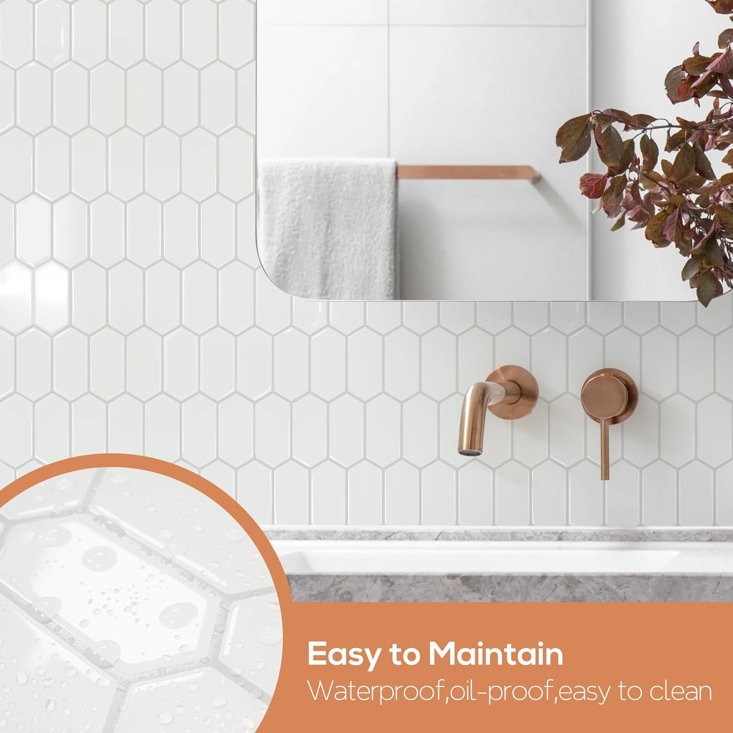 Vamos Tile 10Pcs Thicker Design Peel and Stick Backsplash Tile, Self Adhesive Vinyl Wall Tiles, Stick on Backsplash for Kitchen/Bathroom/RV Interior