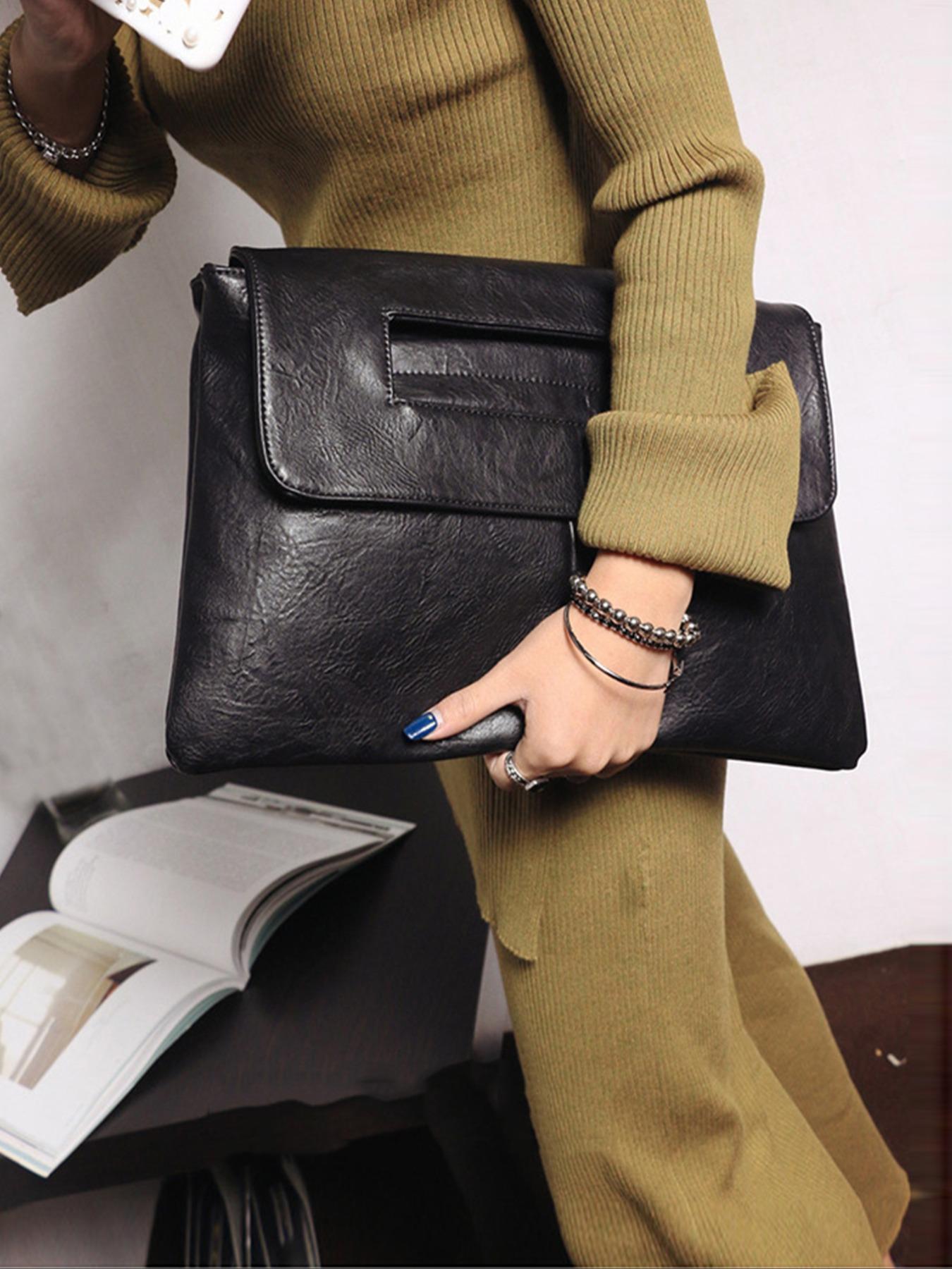 Women's Solid Color Shoulder Bag, Fashionable Large Capacity Crossbody Bag for Work & Daily Used, Casual Trendy Versatile High-quality Daily Commuting Bag, Handbag Shoulder Purse