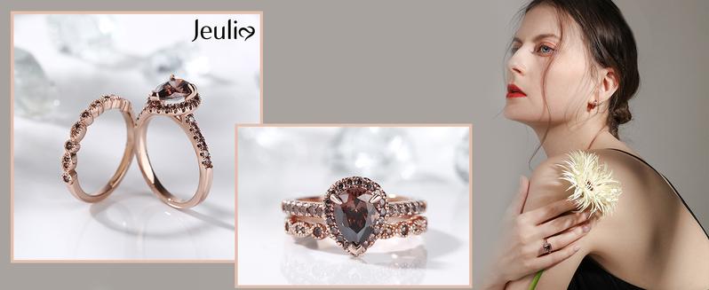 Jeulia Crossover Sterling Silver Women's Band Fashion Anniversary Promise Engagement Ring for Women With Gift Jewelry Box wedding set Sterling Silver Zircon