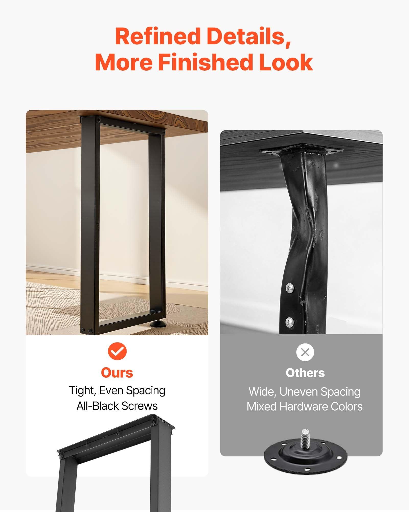 Table Legs, 29.1" Hx 17.7" W Square Steel Furniture Legs, Modular Design, Easy Assembly, 2204 lbs Max Load Heavy Duty, for Home Office Desk, Workbenches, Dinner Bar Tables, Set of 2, Black