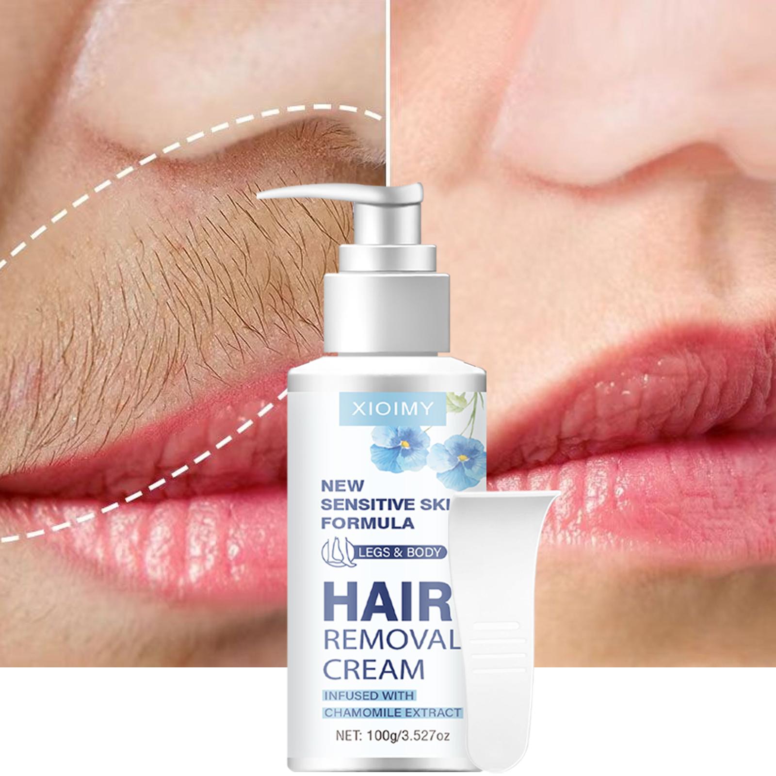 100g Strong Hair Removal Cream, Natural Ingredients, Chamomile Infused, Pain-Free Gentle Formula with No Irritation, Quick Hair Removal for Lips, Armpits, Legs