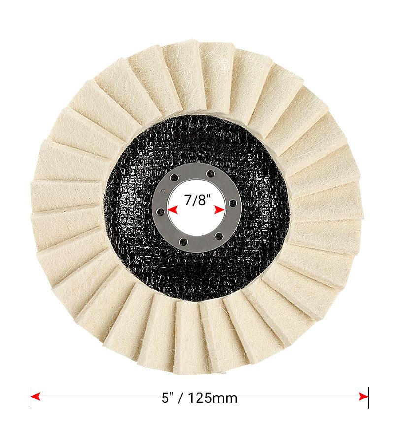 LOZLIN 3PCS 5Inch Wool Polishing Wheels Set for Angle Grinders High Gloss Mirror Finish on Metal Glass Ceramic Stone Durable Efficient Design