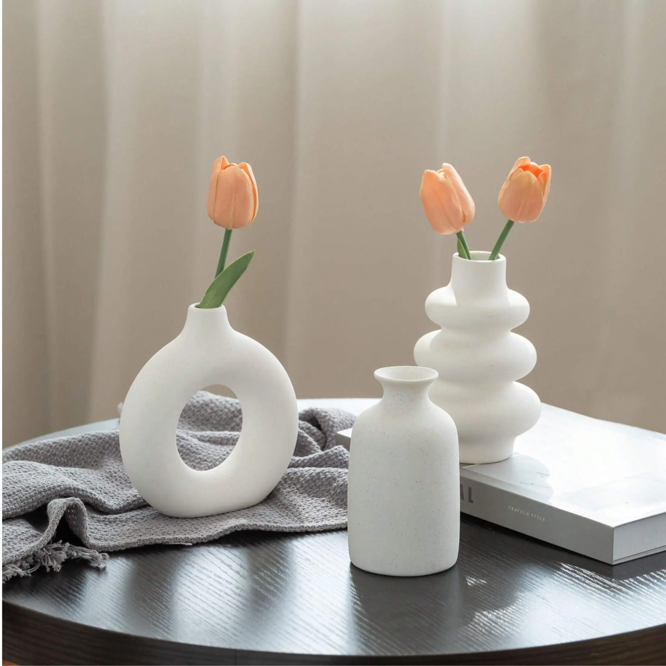 Bohemian Ceramic Flower Vase Set, Decorative Vases for Dried Flowers & Fresh Flowers, Modern Scandinavian Style, Wedding Gift Idea