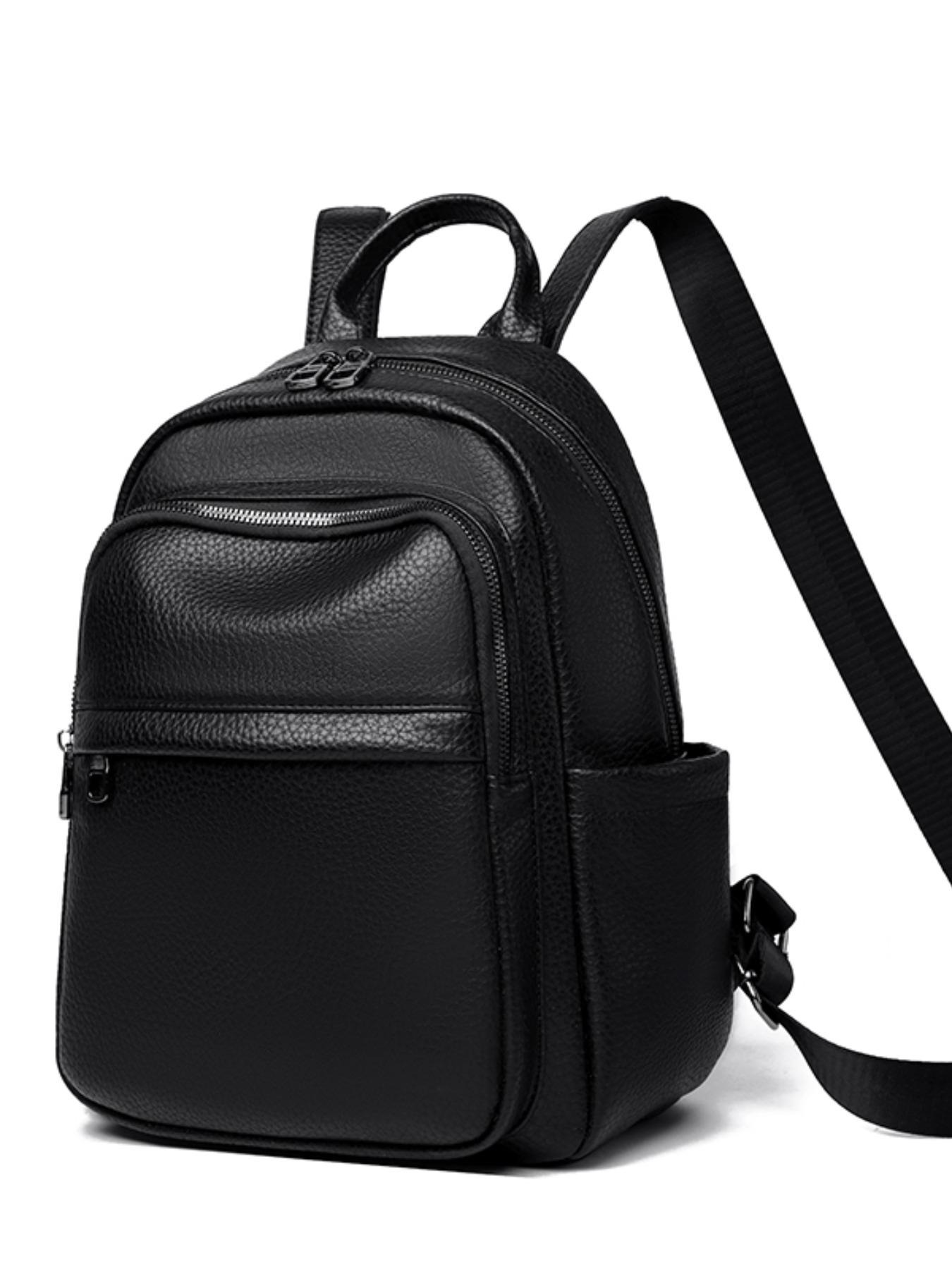 Women's Simple Solid Color Backpack, Multifunctional Travel Bag, Soft Leather Shoulder Bag, Fashionable Casual Bookbag