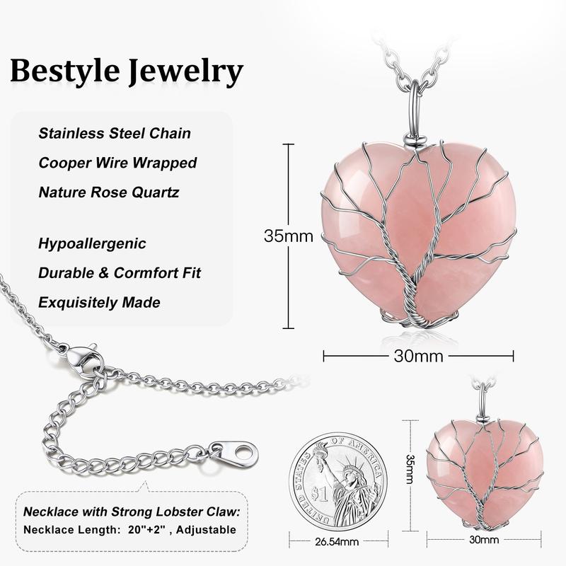 FaithHeart Tree of Life Birthstone Necklace For Unisex Stainless Steel