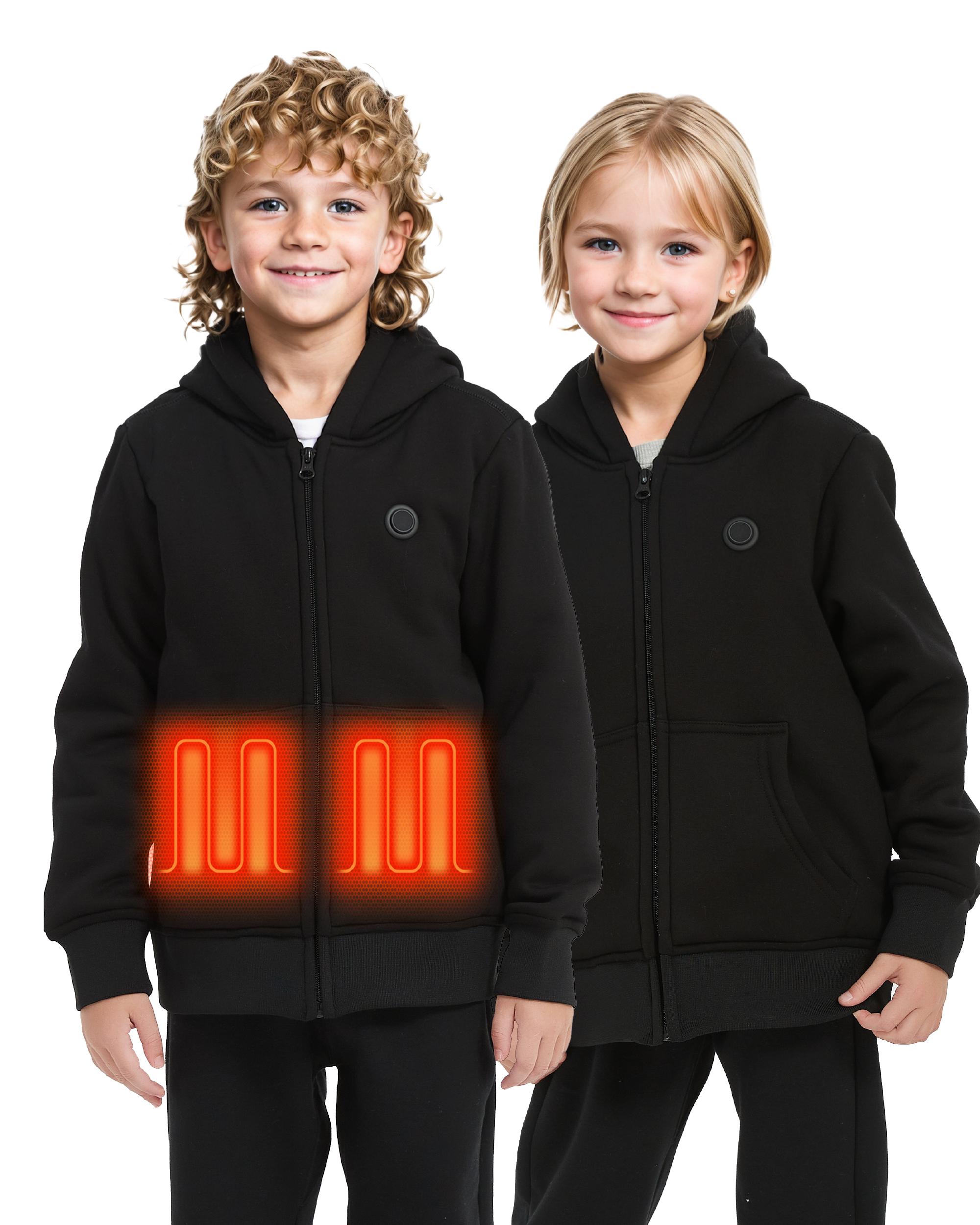 (New)Kids Heated Hoodie Sweatshirt, heated jacket Full-Zip for child (without power bank)