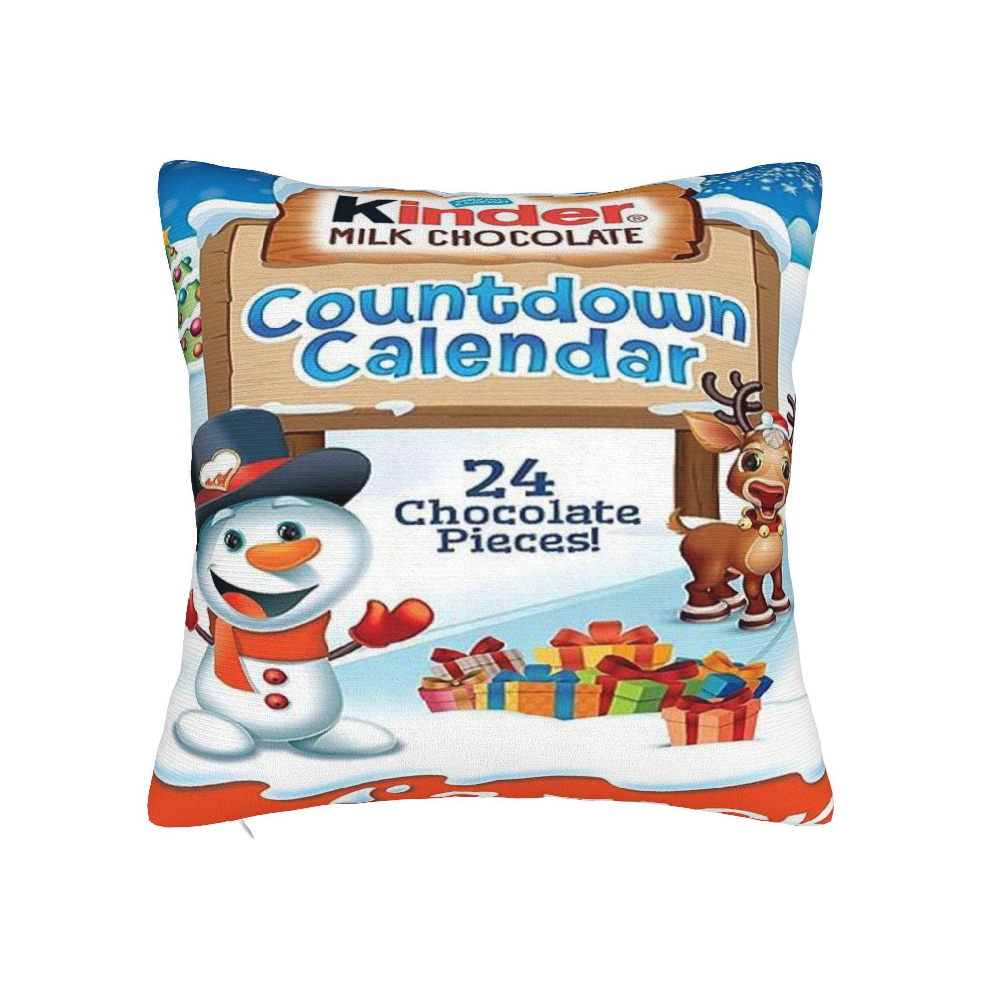 1 piece Kinder Chocolate Countdown Calenda 2 Pack Individually Wrapped Chocolate Candy, 2024 Advent Calendar 8 Oz Total throw pillow cover Decorative Accent for Home Christmas Soft Machine Washable Decorative Cushion Covers Without Pillow Cores