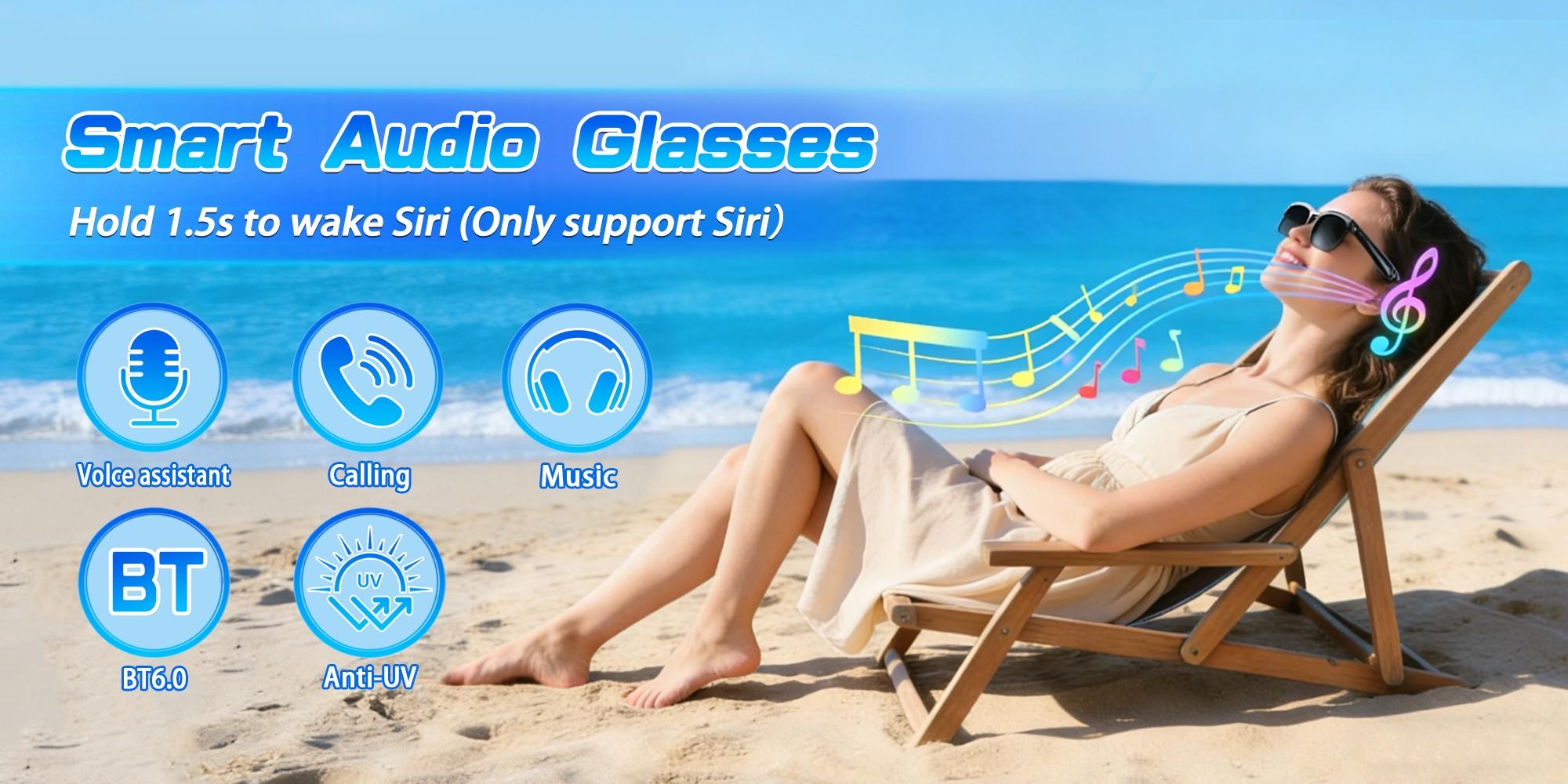 Smart Glasses,Polarized Bluetooth Sunglasses with Mic & Speaker,Voice Control,Music & Hands-Free Calling,UV Protection