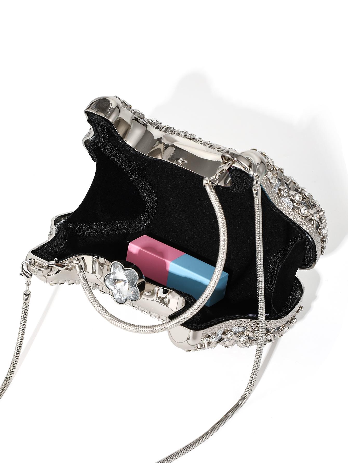 Elegant Crystal Diamond Evening Bag, Handmade Luxury Clutch, Perfect for Weddings & Parties, Fits 6.5-Inch Phone, Versatile Crossbody Design