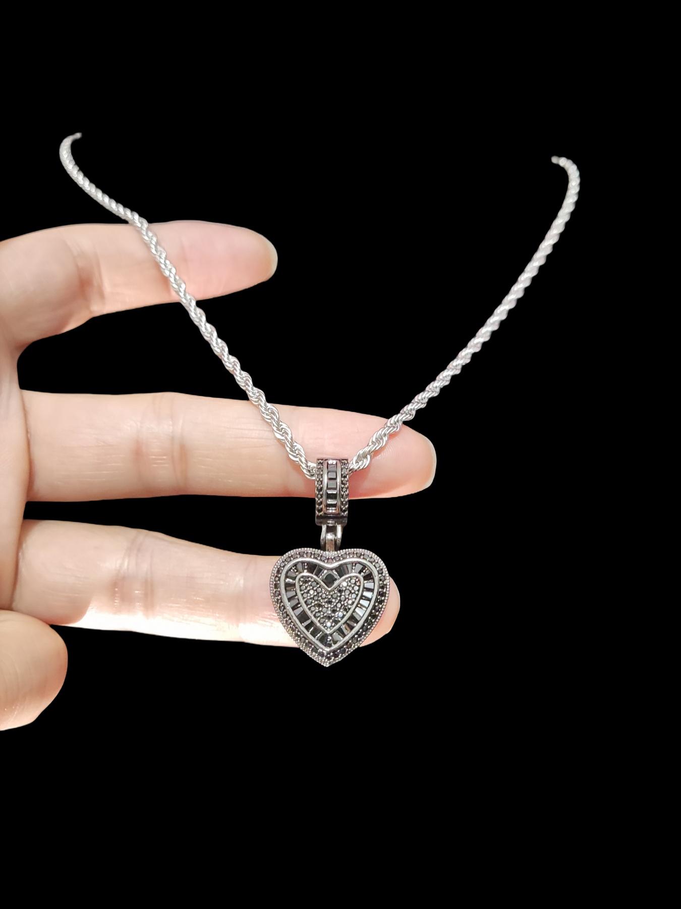 Heart Shaped Pendant Necklace, Fashion Zircon Decor Necklace for Party, Daily Decor, Trendy All-match & Exquisite Jewelry for Birthday Gift, Love Heart Necklace