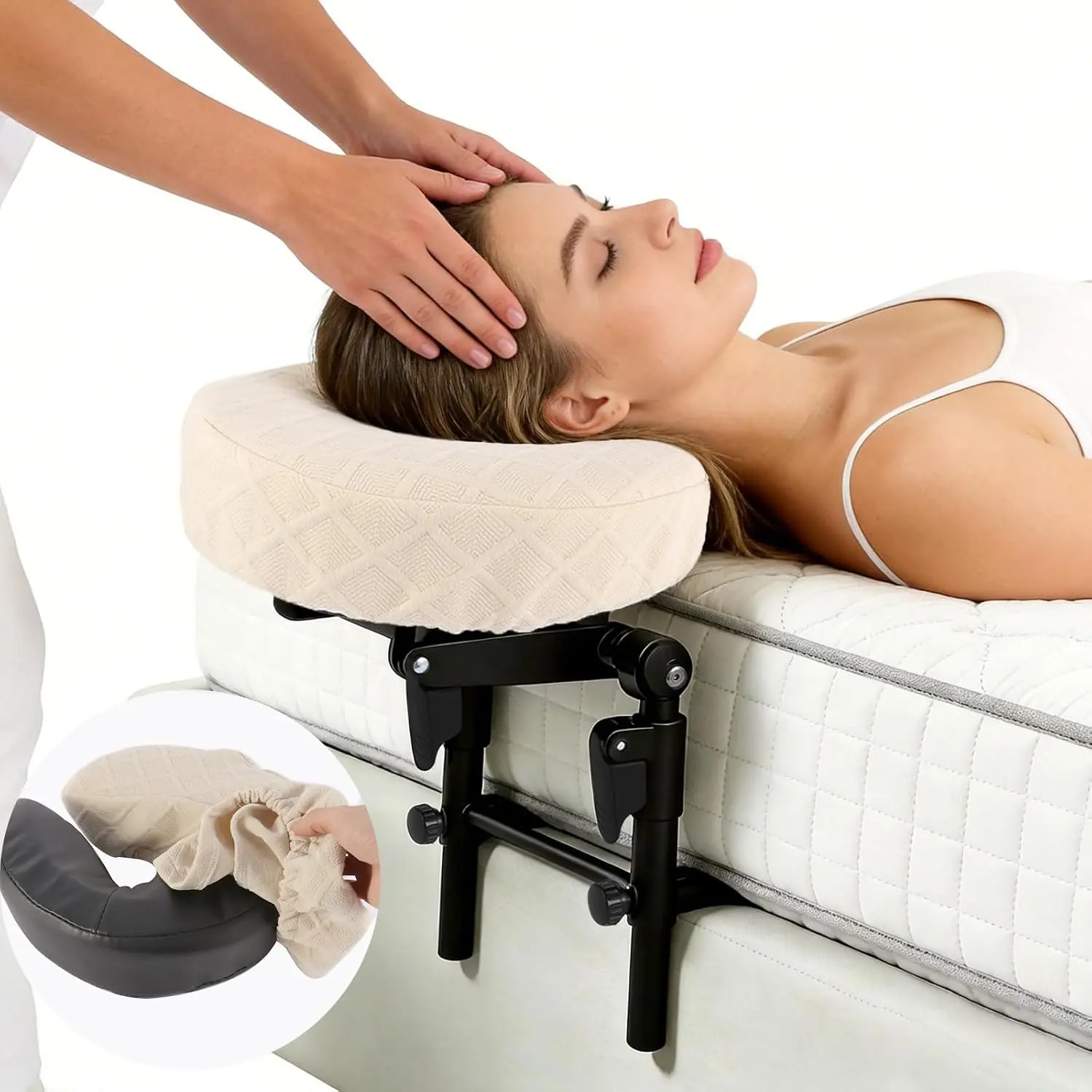 Wingle Massage Headrest for Bed at Home,Bed Massage Head Holder,Bedside Massage Face Cradle, Washable Massage Table Kit for Sleeping Mattress,Face Down Pillow After Eye Surgery