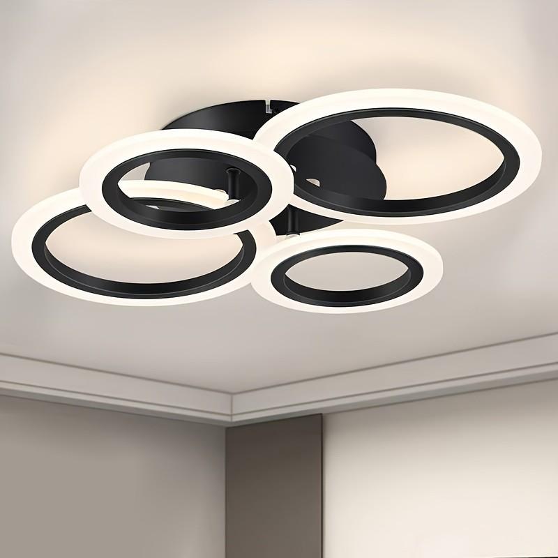 Modern LED Ceiling Light, 4-Light Ring Acrylic Recessed Ceiling Lamp, Living Room Bedroom Kitchen Dining Office Use, Interior Lights, Lighting Fixture, 3000k-6500k