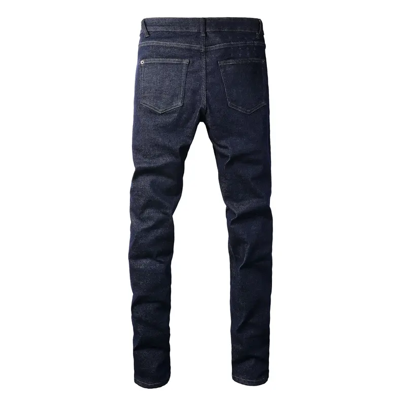 Men's Vintage School-Style Washed Distressed Ripped Slim Fit Casual Comfy Denim Trousers - Stretch, High-Quality, Below Knee Leisure Jeans with Pocket, All Season