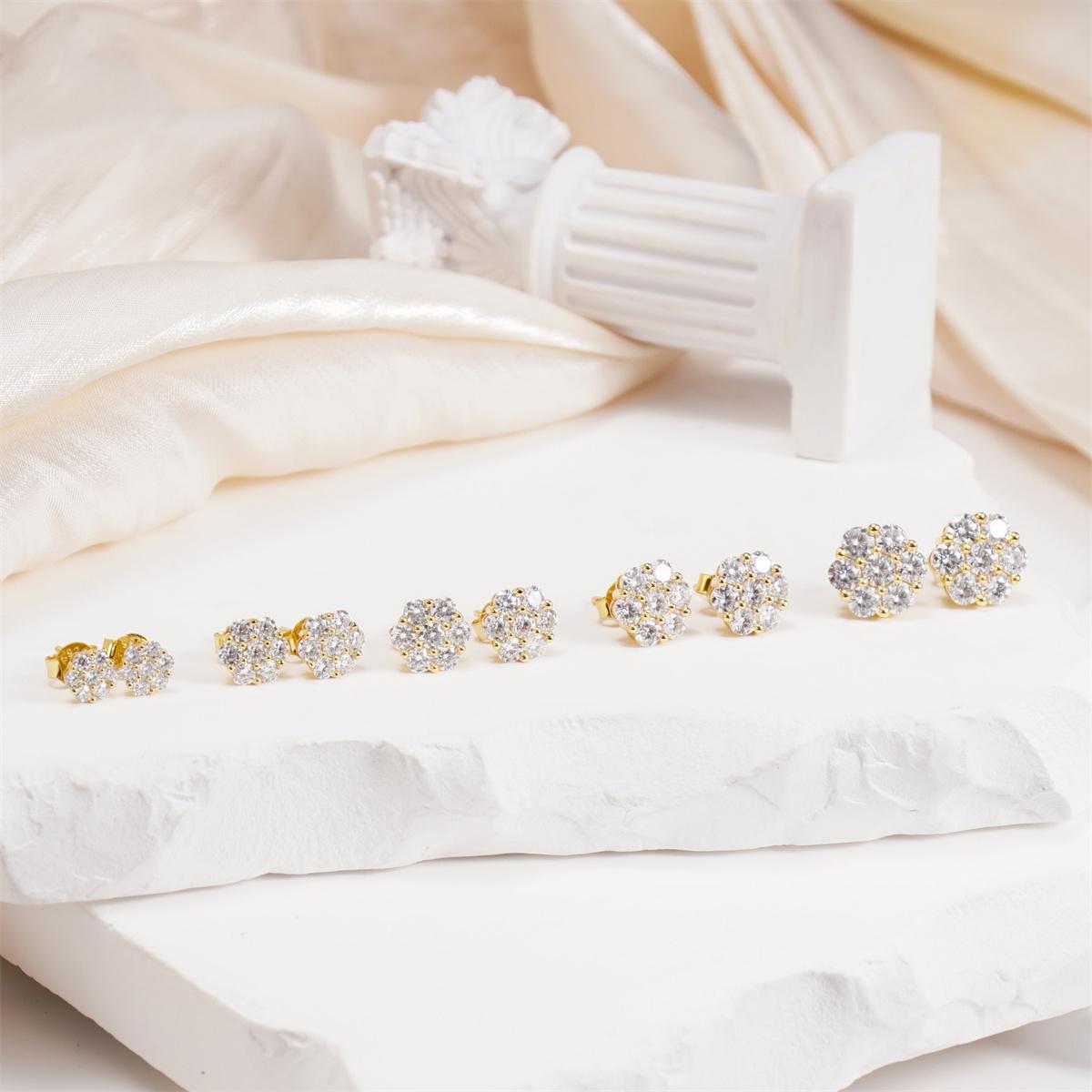 Delzzad S925 D Color VVS Synthetic Moissanite Flower Stud Earrings Valentine's Day Gifts Jewelry Delzzad S925 D Color VVS Synthetic Moissanite Flower Stud Earrings Valentine's Day Gifts Jewelry