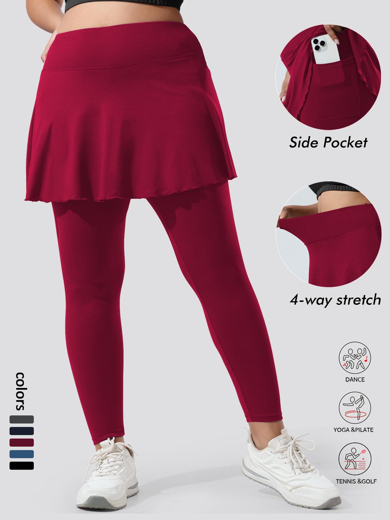 Women's Plus Size Skirt Pants with Pockets, High Elastic Soft Comfortable Sportswear, Tennis Attire, Unique Design, Active Skort Skirt, Sporty Breathable Skorts, Must-Have for Women
