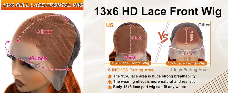 Ginger Lace Front Wigs Human Hair Pre Plucked 200% Density Hd Lace Front Wig 13x6 Ginger Orange Body Wave Lace Frontal Wigs Human Hair